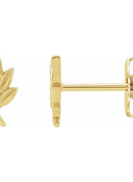 Sterling Silver Left Leaf Earring