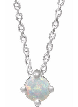 14K White Gold Natural White Opal Cabochon Pendant