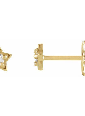 14K White Gold Natural White Opal Petite Star Earrings