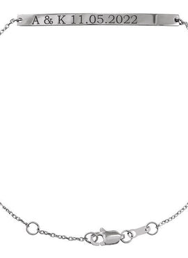 14K White Gold Engravable Skinny Bar 6 1/2-7 1/2