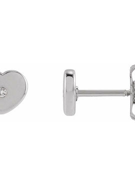 14K Rose Gold .01 CTW Natural Diamond Youth Heart Earrings