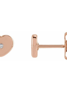 14K Rose Gold .01 CTW Natural Diamond Youth Heart Earrings