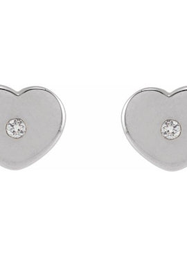 14K Rose Gold .01 CTW Natural Diamond Youth Heart Earrings