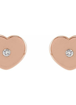 14K Rose Gold .01 CTW Natural Diamond Youth Heart Earrings