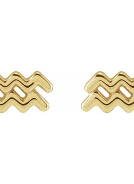 14K Yellow Gold Aquarius Zodiac Earrings