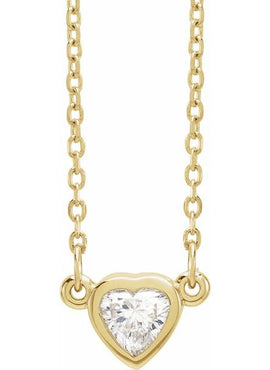 14K Rose Gold 1/4 CT Natural Diamond Heart 16-18