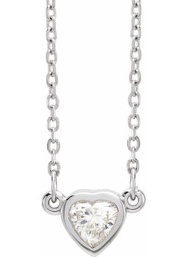14K Rose Gold 1/4 CT Natural Diamond Heart 16-18
