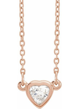 14K Rose Gold 1/4 CT Natural Diamond Heart 16-18