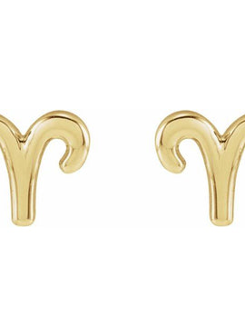 14K Yellow Gold Aquarius Zodiac Earrings