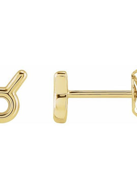 14K Yellow Gold Aquarius Zodiac Earrings