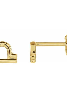 14K Yellow Gold Aquarius Zodiac Earrings