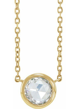 Platinum 1/3 CT Rose-Cut Natural Diamond Bezel-Set 18