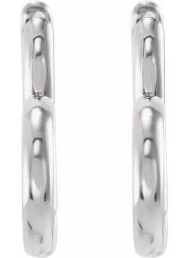 14K White Gold Hinged 15 mm Heart Huggie Hoop Earring