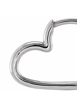 14K White Gold Hinged 15 mm Heart Huggie Hoop Earring