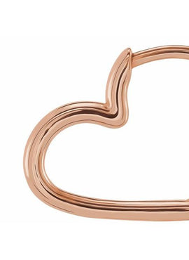 14K White Gold Hinged 15 mm Heart Huggie Hoop Earring