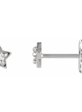 14K White Gold Natural White Opal Petite Star Earrings