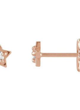 14K White Gold Natural White Opal Petite Star Earrings