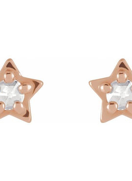 14K White Gold Natural White Opal Petite Star Earrings