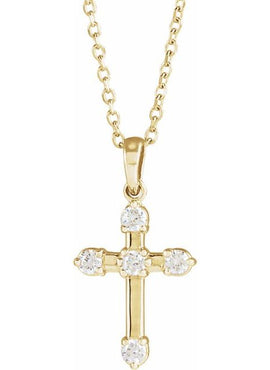 14K White Gold .07 CTW Natural Diamond Cross Pendant