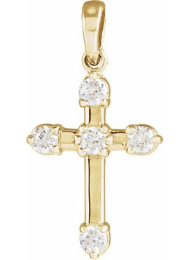 14K White Gold .07 CTW Natural Diamond Cross Pendant