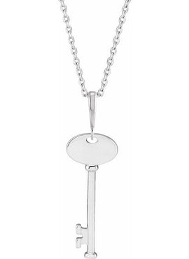Platinum Engravable Key Pendant