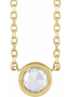 Platinum 1/3 CT Rose-Cut Natural Diamond Bezel-Set 18
