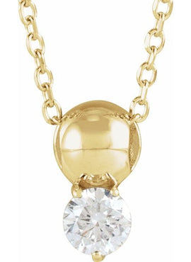 14K Yellow Gold 1/6 CT Natural Diamond Bead Pendant