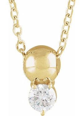 14K Yellow Gold 1/6 CT Natural Diamond Bead Pendant