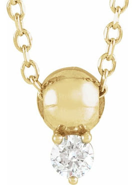 14K Yellow Gold 1/6 CT Natural Diamond Bead Pendant