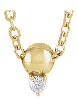 14K Yellow Gold 1/6 CT Natural Diamond Bead Pendant