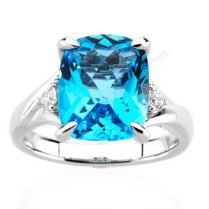 1/6 CTW Diamond & 12X10 Checkerboard Swiss Blue Topaz Ring