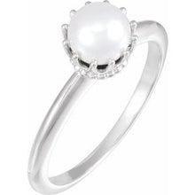 Load image into Gallery viewer, Sterling Silver Cultured White Freshwater Pearl Crown Ring
