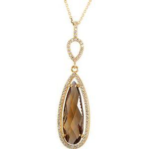 Honey Quartz & 1/3 CTW Diamond Halo-Style 18