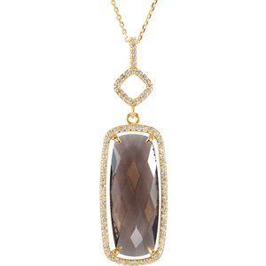 Smoky Quartz & 3/8 CTW Diamond Halo-Style 18