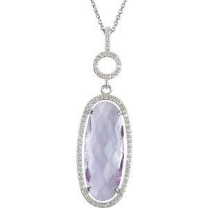 Rose De France Quartz & 3/8 CTW Diamond Halo-Style 18