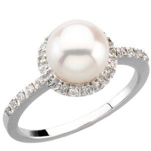 Freshwater Cultured Pearl & 1/5 CTW Diamond Ring