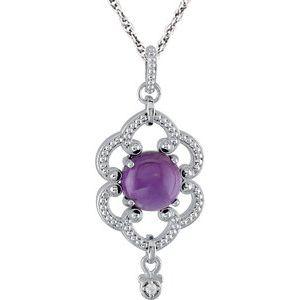 Amethyst & .02 CT Diamond Granulated 18