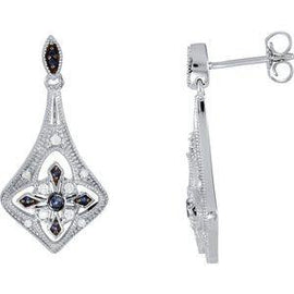 Blue Sapphire & 1/8 CTW Diamond Earrings