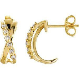 1/4 CTW Diamond Criss-Cross J-Hoop Earrings