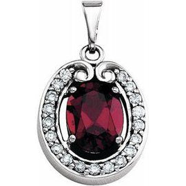 Mozambique Garnet & 1/5 CTW Diamond Pendant