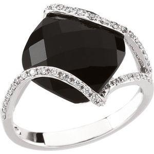 Onyx & 1/5 CTW Diamond Ring