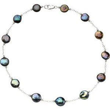 Load image into Gallery viewer, Freshwater Cultured Black Coin Pearl 18&quot; Necklace
