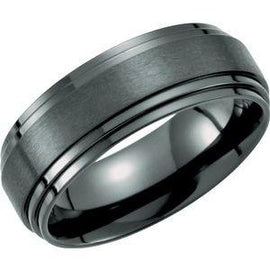 Black Titanium 8 mm Double Ridged Band