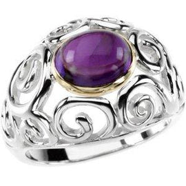 Amethyst Scroll Design Ring