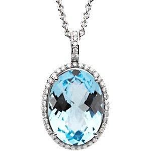 Sky Blue Topaz &3/8 CTW Diamond Halo-Style 18