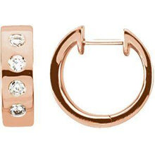 Load image into Gallery viewer, 1/3 CTW Diamond Bezel-Set Hoop Earrings
