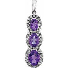 Load image into Gallery viewer, Amethyst &amp; .04 CTW Diamond Three-Stone Pendant
