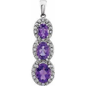 Amethyst & .04 CTW Diamond Three-Stone Pendant