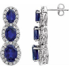 Load image into Gallery viewer, Amethyst &amp; .07 CTW Diamond 3-Stone Earrings
