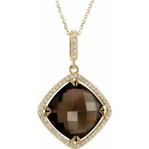 Smoky Quartz & 1/3 CTW Diamond Halo-Style 18